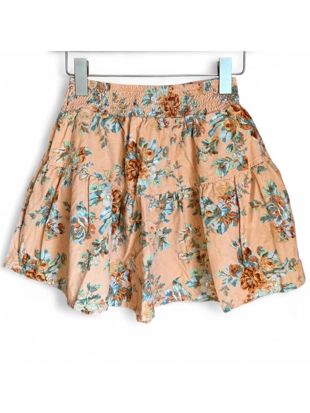 American Eagle Coquette 100% Cotton Corduroy Floral A-line Mini Skirt Size XS